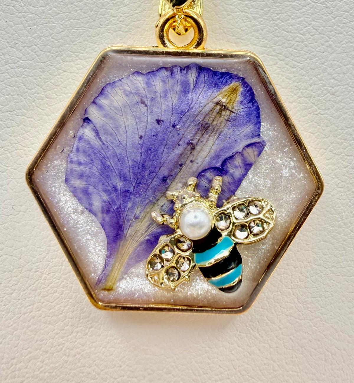 Purple Bloom Bee | Resin Necklace