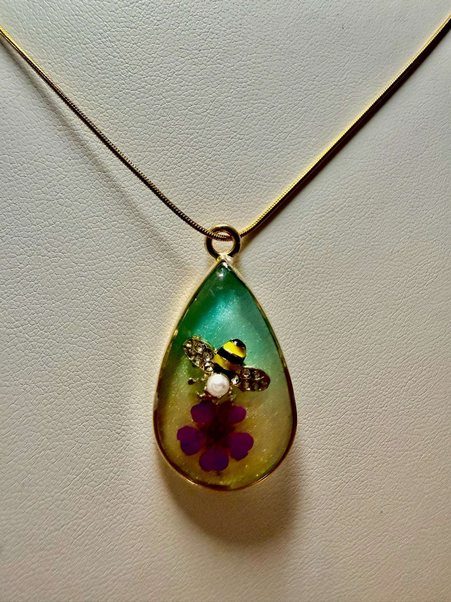 Aqua Petal Fireworks | Resin Necklace