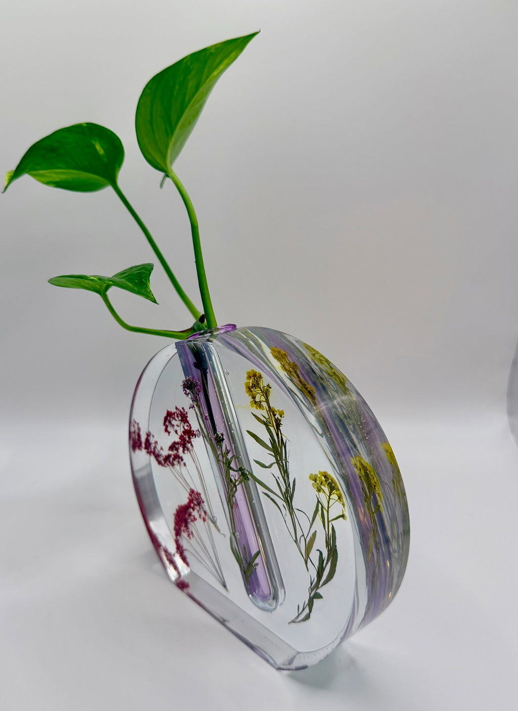 Close-up detail of Modern Garden | Resin Vase, handmade multicolor resin vase