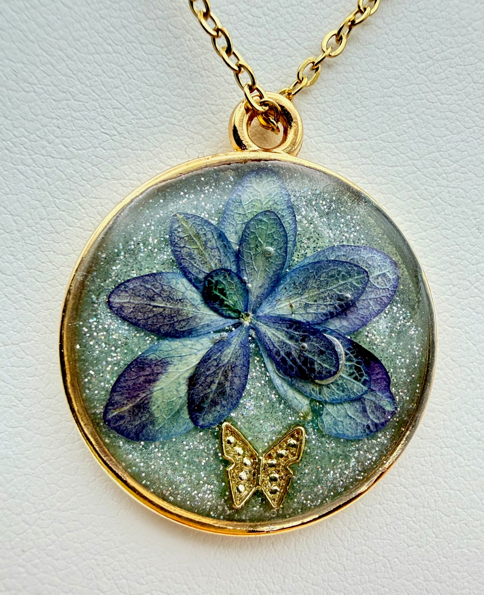 Blue Butterfly Lights | Resin Necklace