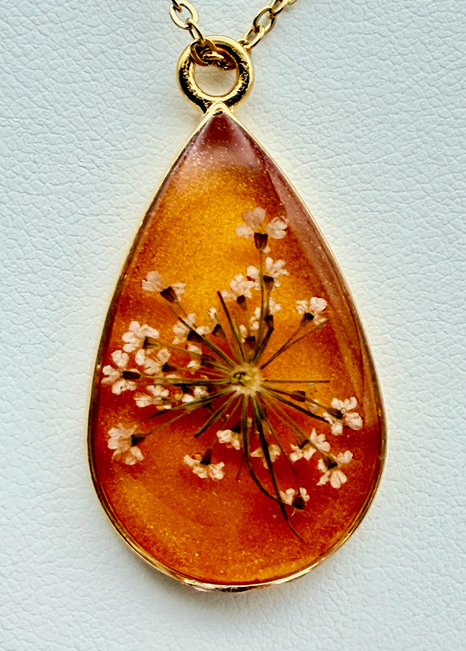 Orange Burst Bloom | Resin Necklace