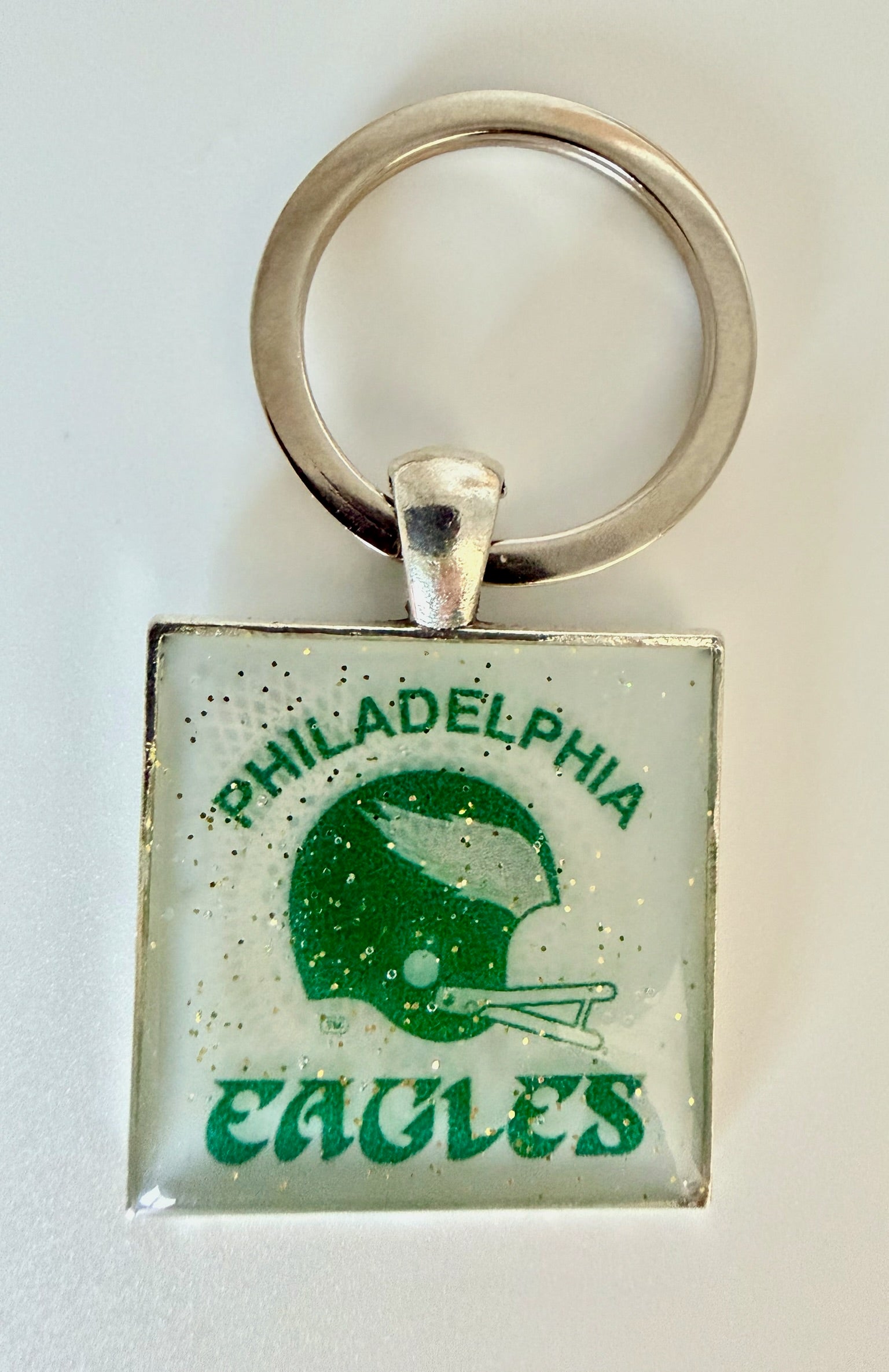 Sparkle Eagles Helmet | Resin Keychain by The Resin Bubble, product view