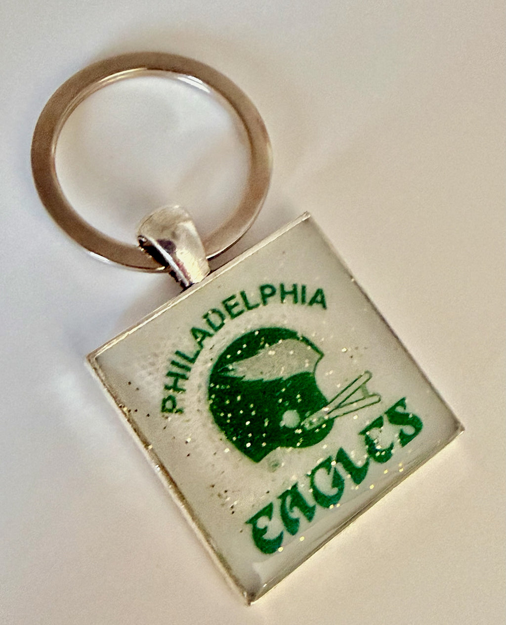 Sparkle Eagles Helmet | Resin Keychain by The Resin Bubble, detail view 1