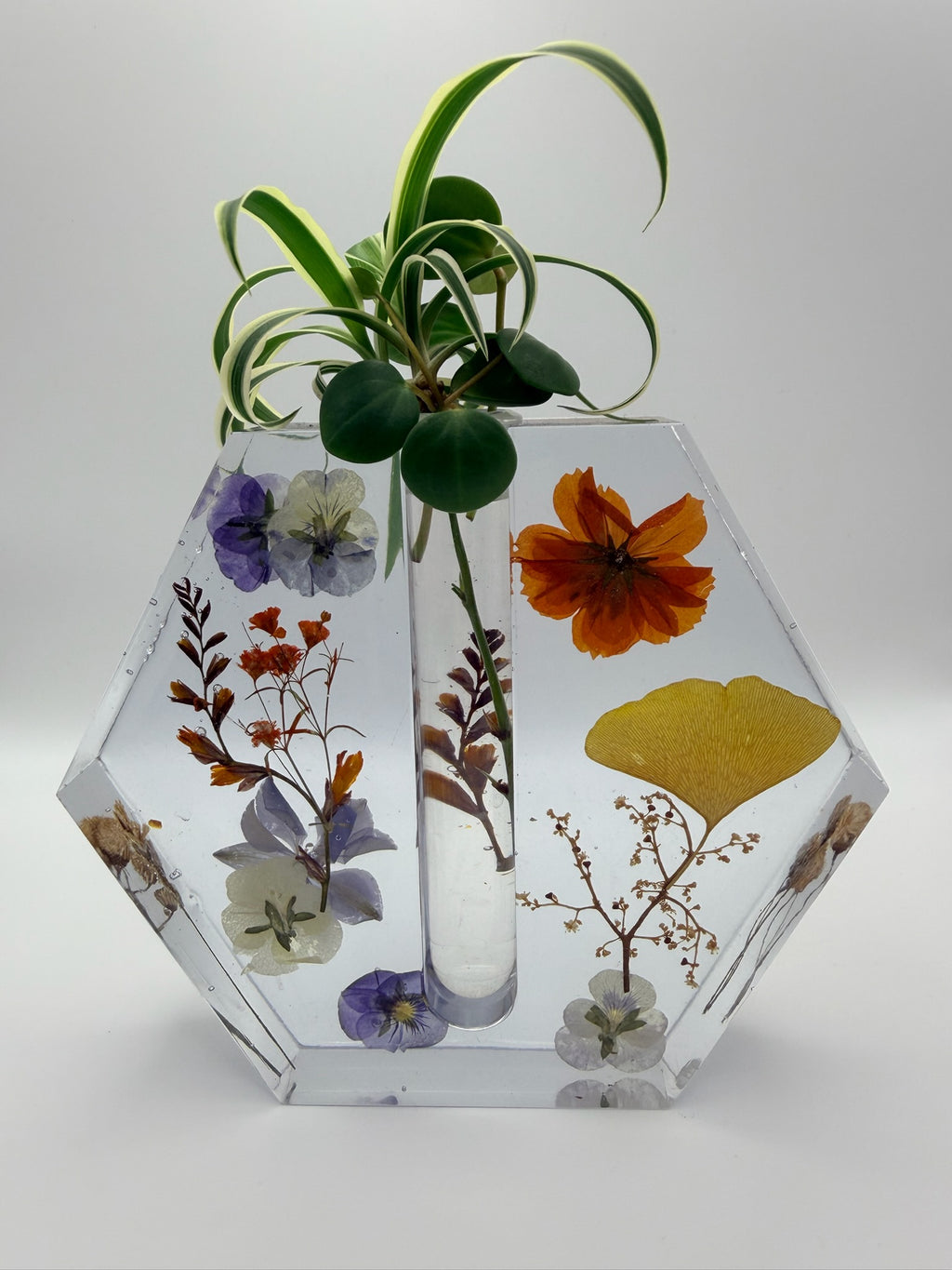 Close-up detail of Wildflower Reverie | Resin Vase, handmade multicolor resin vase