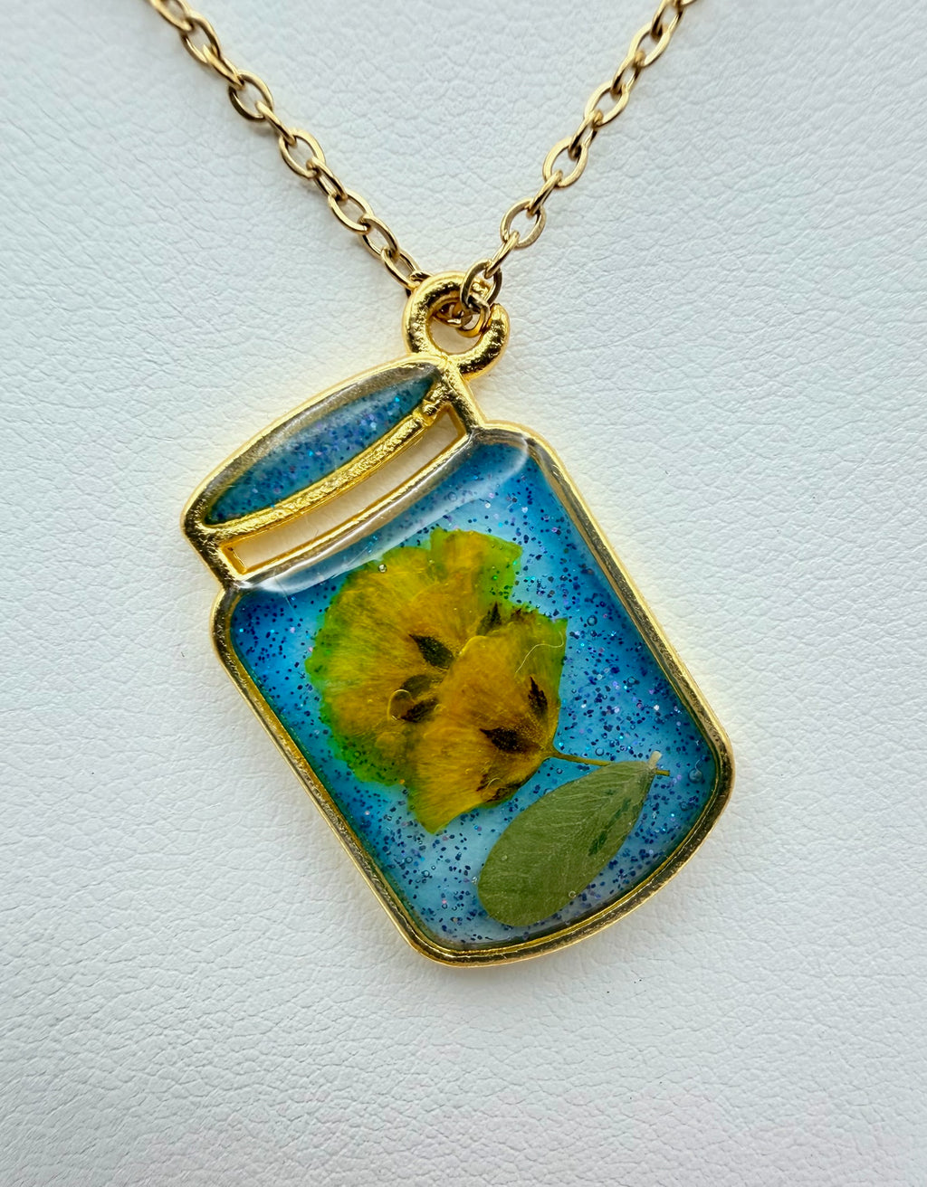 Green Room handmade green rectangular resin necklace by The Resin Bubble