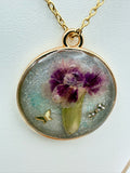 Moon Garden handmade dark round resin necklace by The Resin Bubble