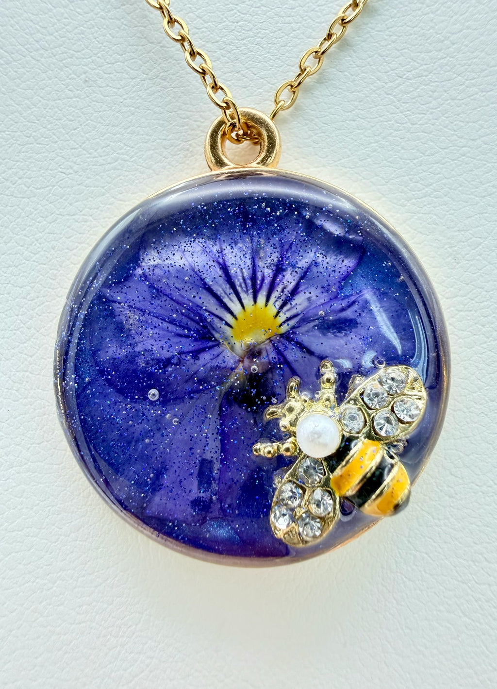 Lavender Canopy handmade purple round resin necklace