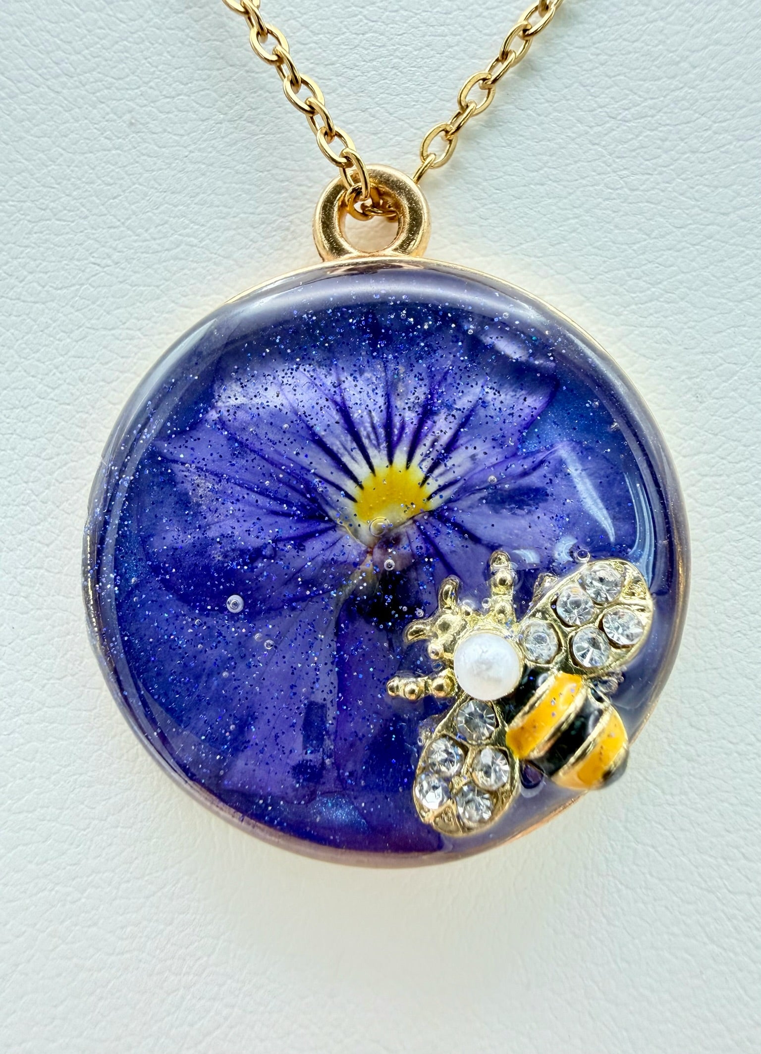 Lavender Canopy handmade purple round resin necklace