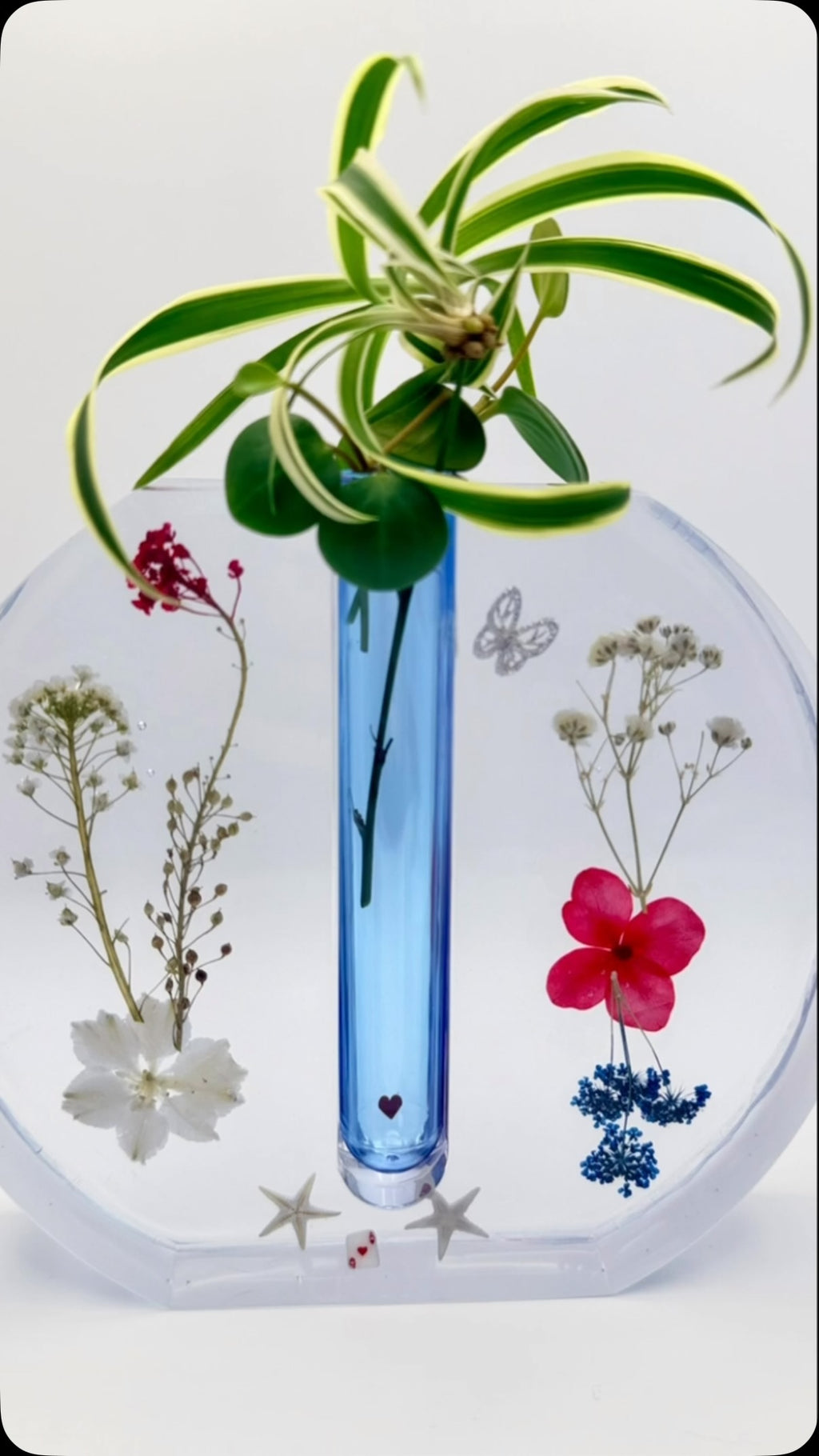 Close-up detail of Alison’s Card Game | Custom Resin Vase, handmade multicolor resin vase