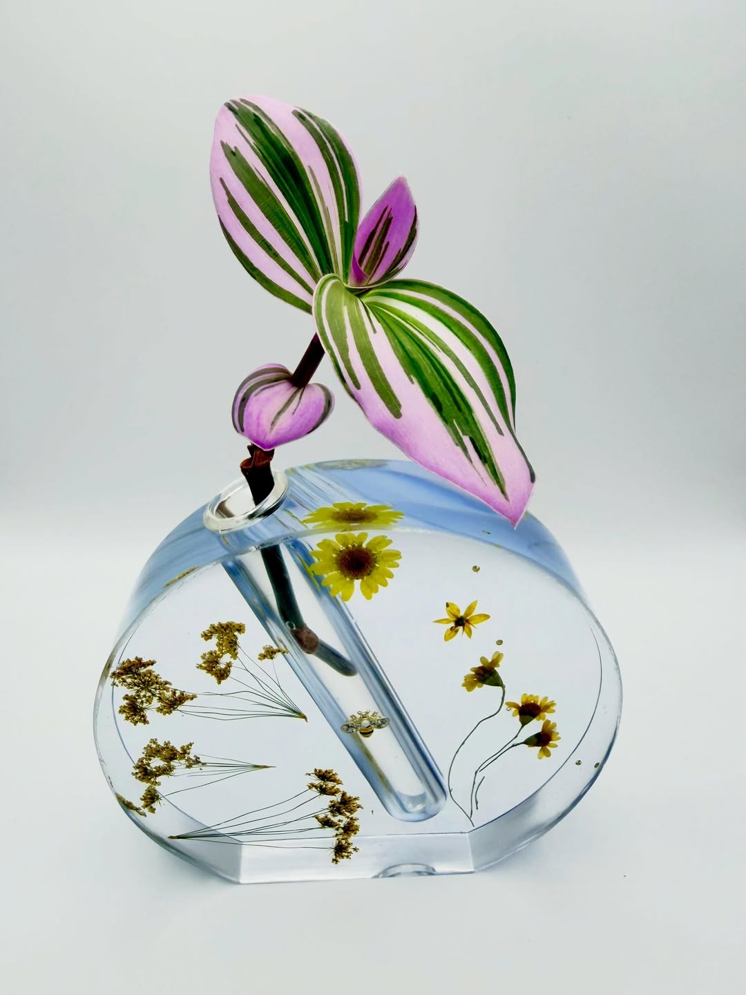 Close-up detail of Custom Resin Keepsake Vase, handmade multicolor resin vase